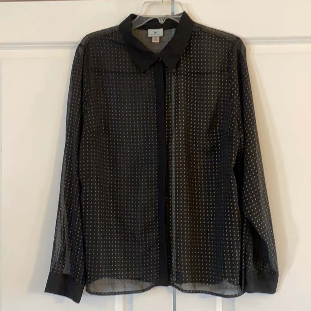 Blouse - Worthington - gold toned polka dots